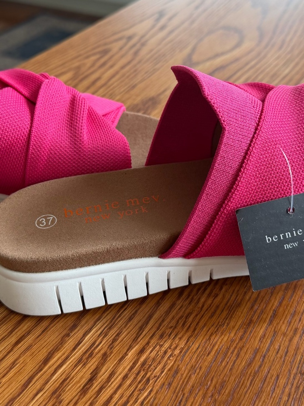 bernie mev. Hot Pink Knotted Slide Sandals